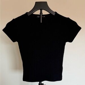 Liz & Sara Black Ribbed Knit Baby Tee Size XS
